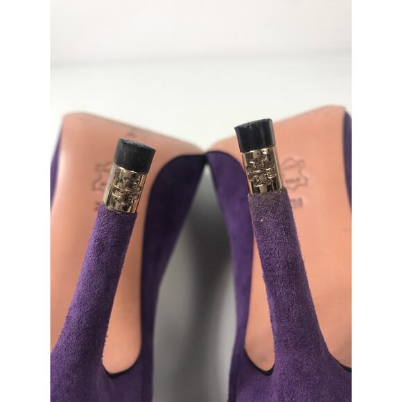 Tory Burch Greenwich Pump Women's 7 Purple Suede Stiletto Heels Chic Formal Bold - Picture 5 of 10